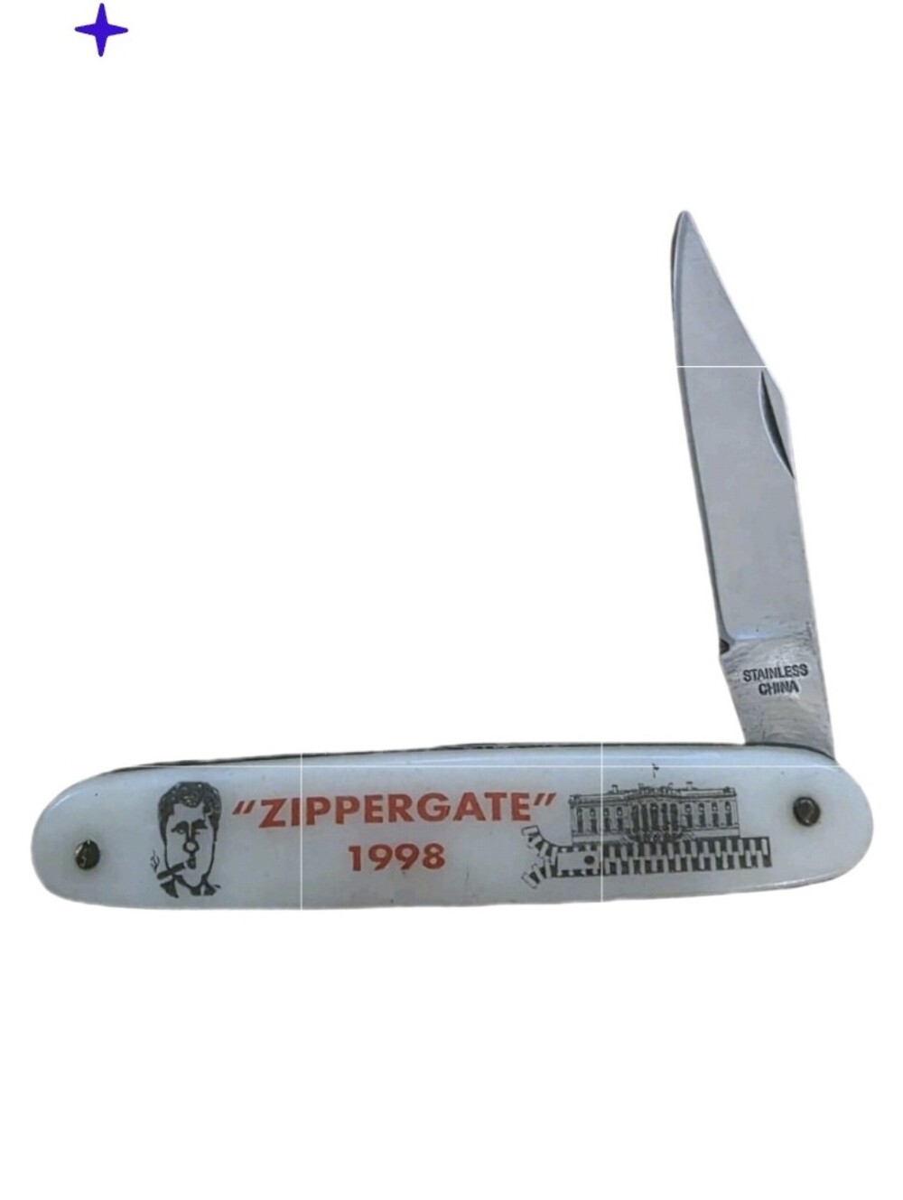 Vintage 1998 Bill Clinton Zippergate 98 Souvenir Knife 2" Blade Presidential